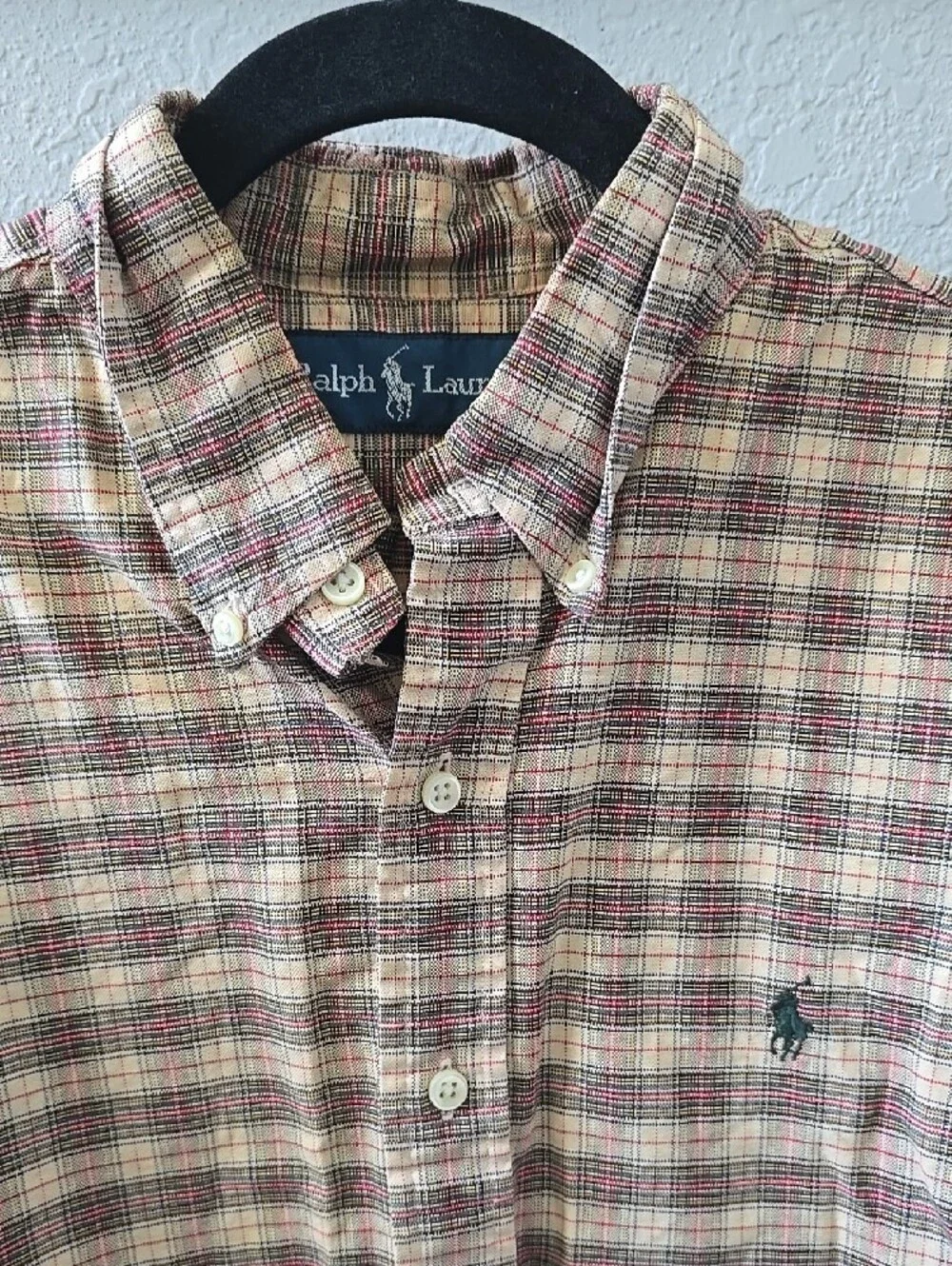 Polo by Ralph Lauren Plaid Button-Down Shirt in Tan and Burgundy